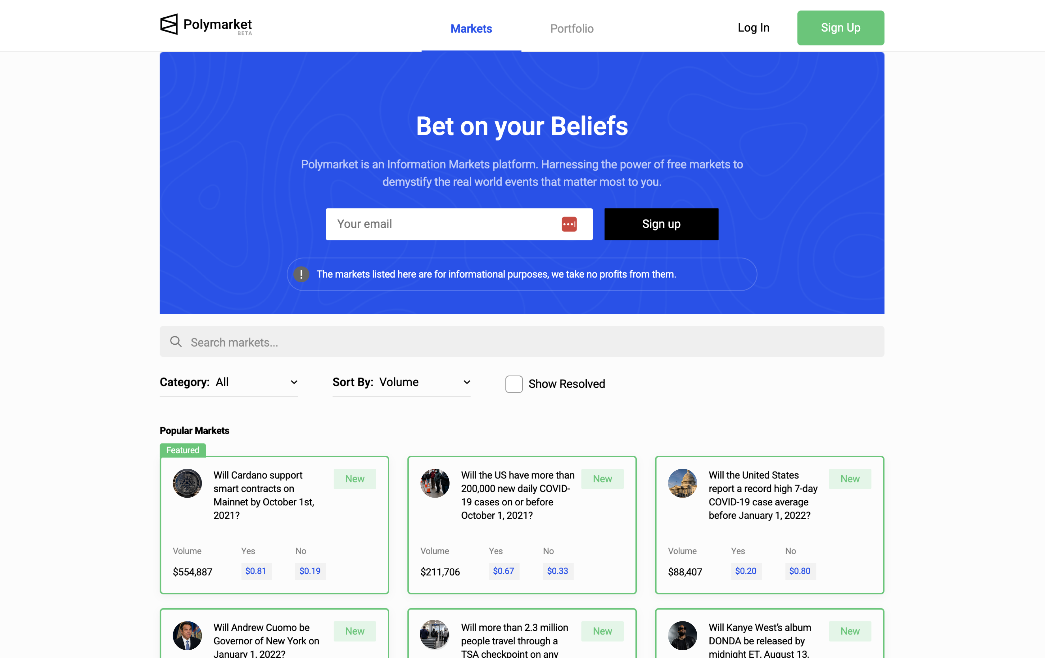 Polymarket final user interface